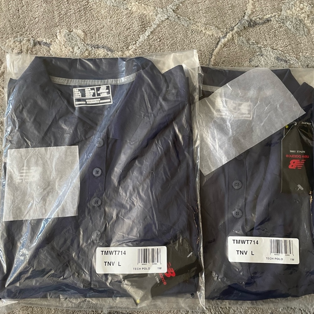 Womens New Balance Dri Fit Polo Shirts Navy Blue Set of 2 Large